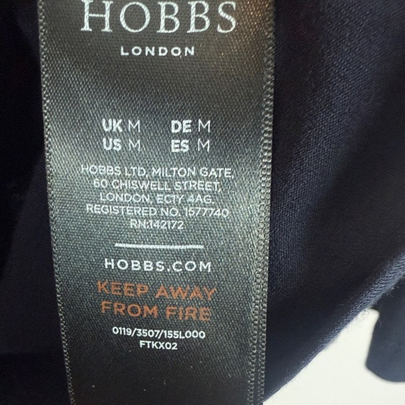 Hobbs London Elegant Navy 3/4 Sleeve Scoop Neckline Slim Fit Casual Med Blouse - Picture 8 of 11